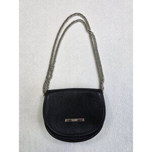 Steve Madden Black Pebbled Crossbody Chain Strap Bag Belt Loops